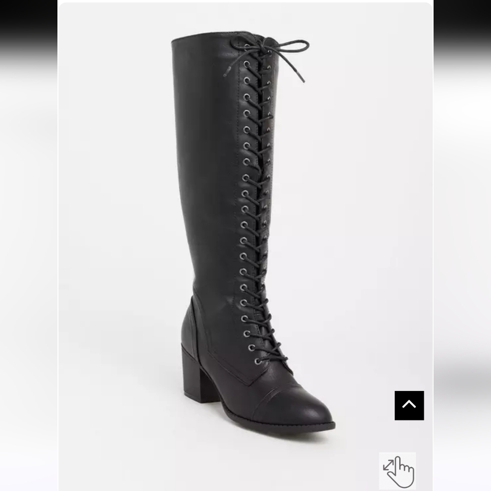 🆕️👢TORRID 8 WW & WIDE CALF  LACE UP HEELED BOOT - BLACK👢